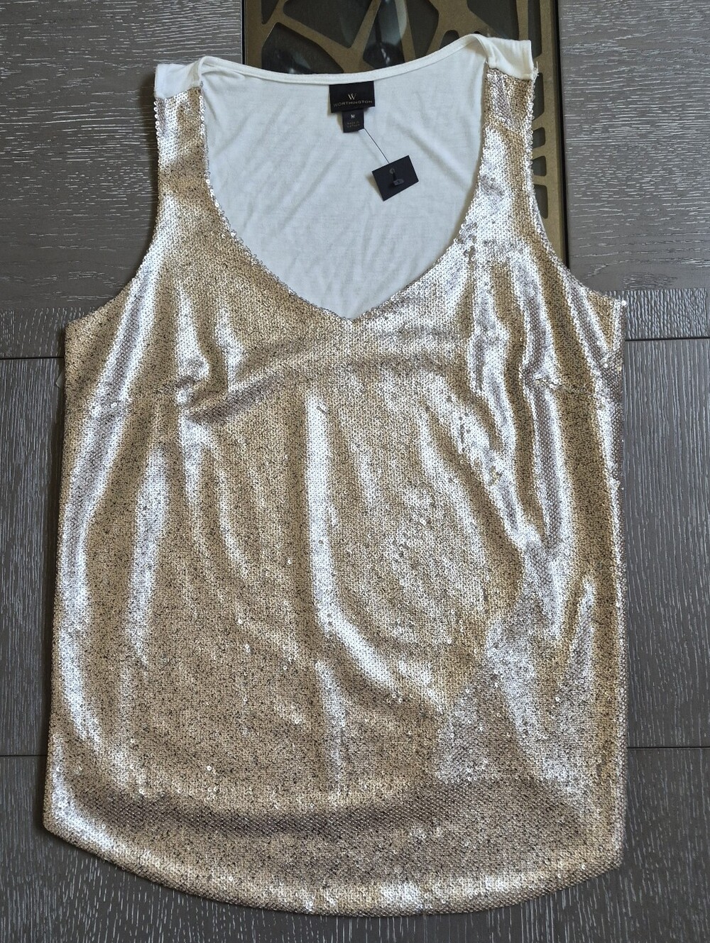 W by Worthington Gold Sequin V-Neck Camisole